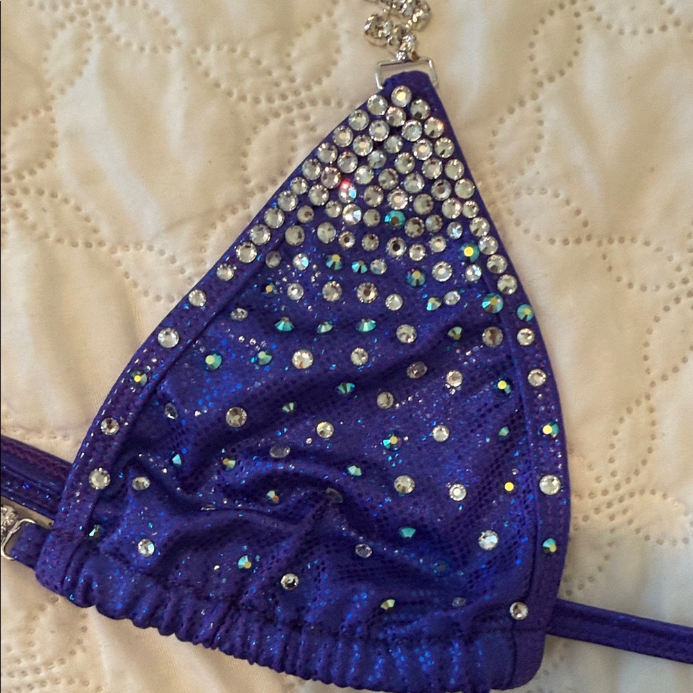 Blue Rhinestone Competition Bikini Set - Picture 4 of 7